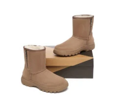 Women Men Sheepskin Wool Zipper Short Outdoor Boots -Shoe Store ugg boots ugg boots sheepskin wool zipper short outdoor boots 3