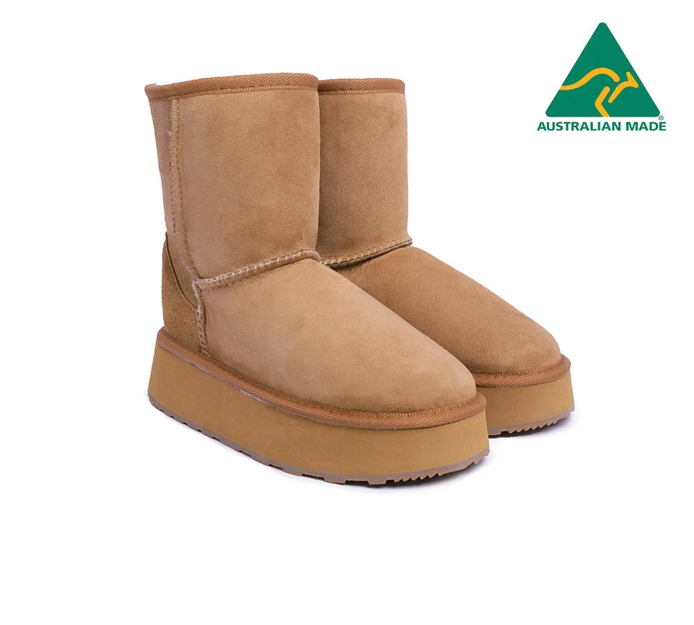 Australian Made Sheepskin Wool Boots Short Platform 3 Australian Made Sheepskin Wool Boots Short Platform
