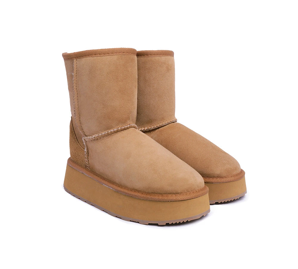 Australian Made Sheepskin Wool Boots Short Platform 4 Australian Made Sheepskin Wool Boots Short Platform - Image 2