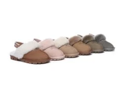 Sheepskin Wool Removable Strap Slingback Slippers Suzie Ll