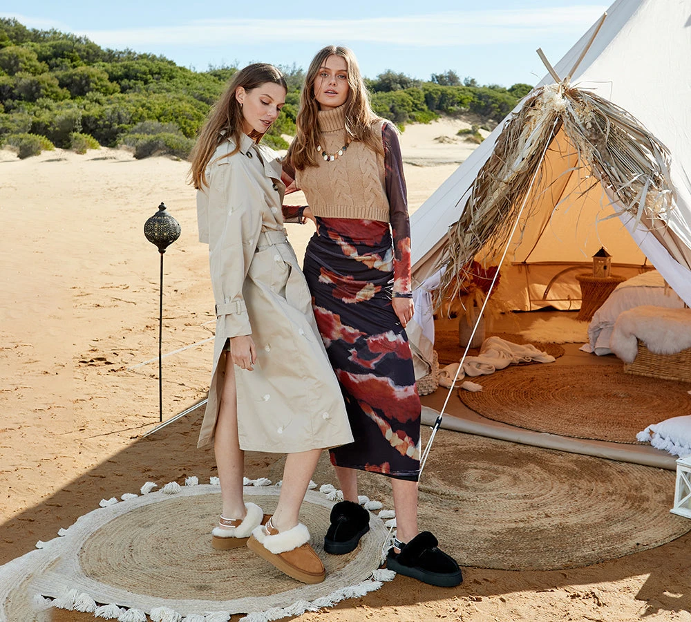 UGG Slipper Women Sheepskin Wool Removable Strap Slingback Waffle Platform Sandals 4 UGG Slipper Women Sheepskin Wool Removable Strap Slingback Waffle Platform Sandals - Image 2