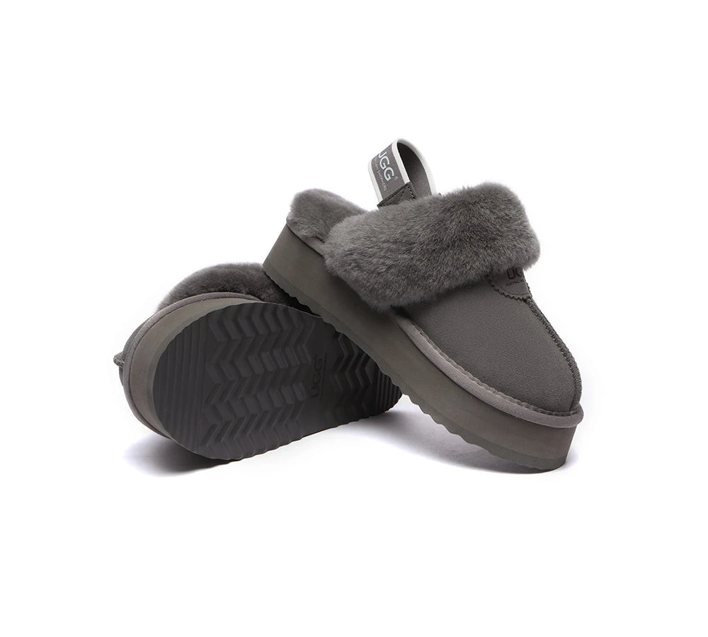 UGG Slipper Women Sheepskin Wool Removable Strap Slingback Waffle Platform Sandals 14 UGG Slipper Women Sheepskin Wool Removable Strap Slingback Waffle Platform Sandals - Image 12