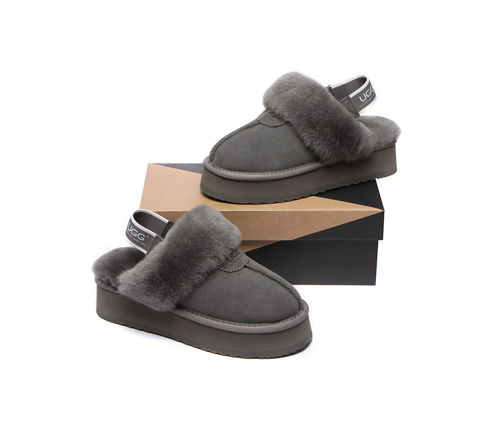UGG Slipper Women Sheepskin Wool Removable Strap Slingback Waffle Platform Sandals 15 UGG Slipper Women Sheepskin Wool Removable Strap Slingback Waffle Platform Sandals - Image 13