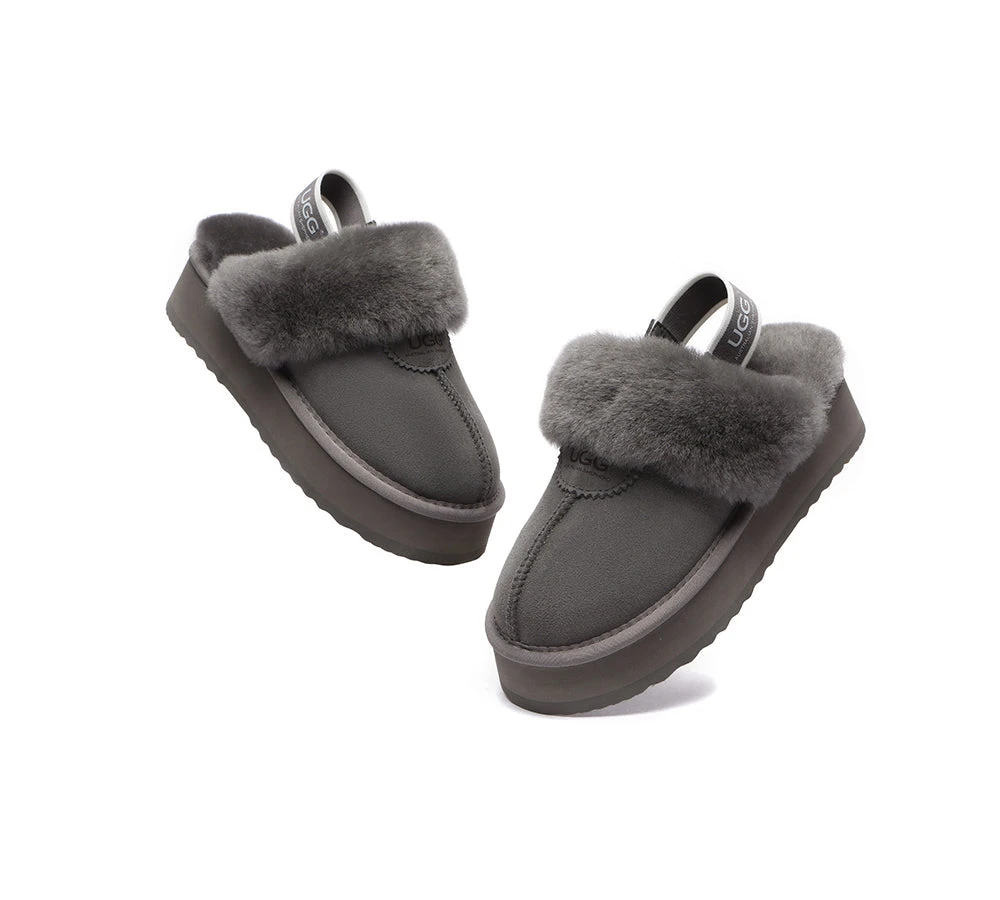 UGG Slipper Women Sheepskin Wool Removable Strap Slingback Waffle Platform Sandals 16 UGG Slipper Women Sheepskin Wool Removable Strap Slingback Waffle Platform Sandals - Image 14
