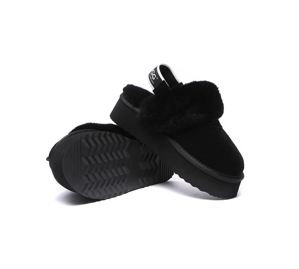 UGG Slipper Women Sheepskin Wool Removable Strap Slingback Waffle Platform Sandals 21 UGG Slipper Women Sheepskin Wool Removable Strap Slingback Waffle Platform Sandals - Image 19