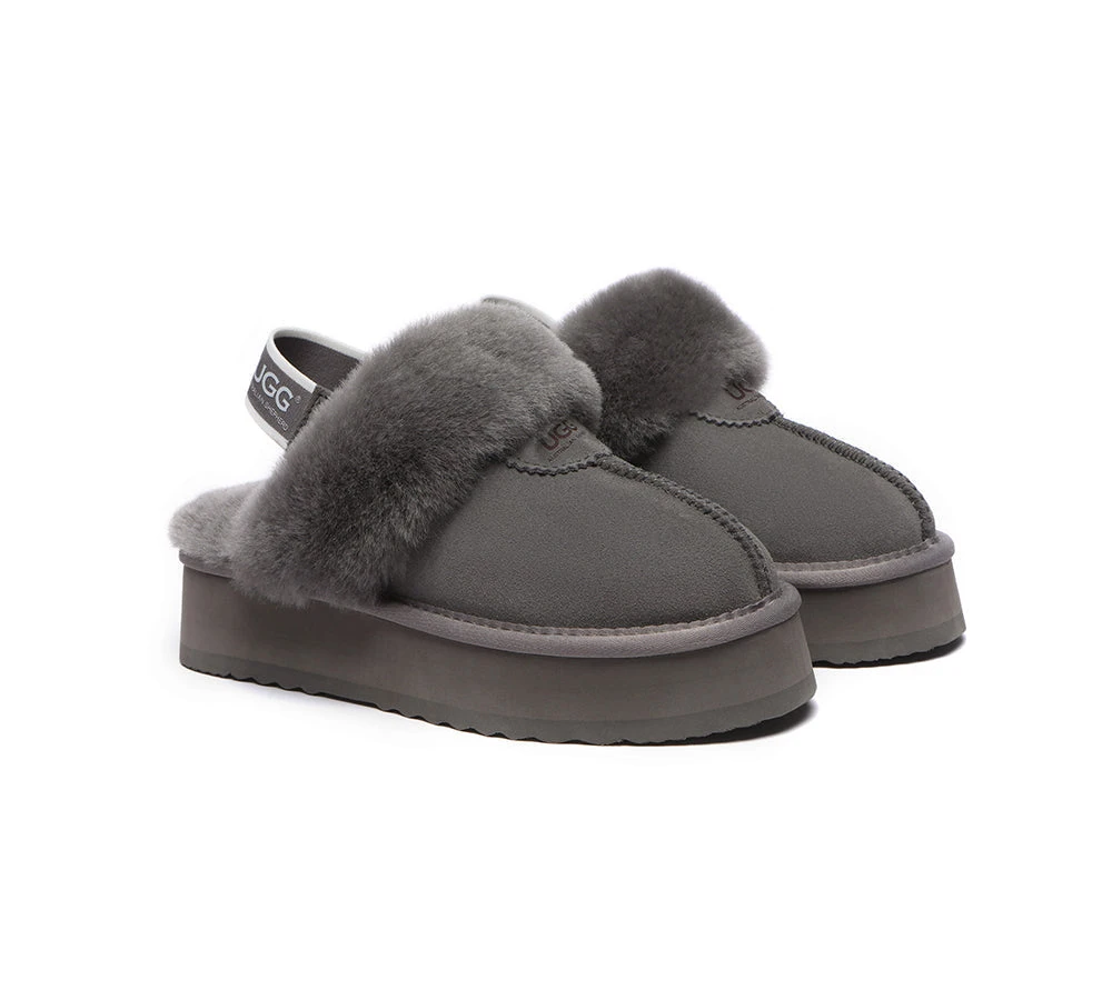 UGG Slipper Women Sheepskin Wool Removable Strap Slingback Waffle Platform Sandals 13 UGG Slipper Women Sheepskin Wool Removable Strap Slingback Waffle Platform Sandals - Image 11