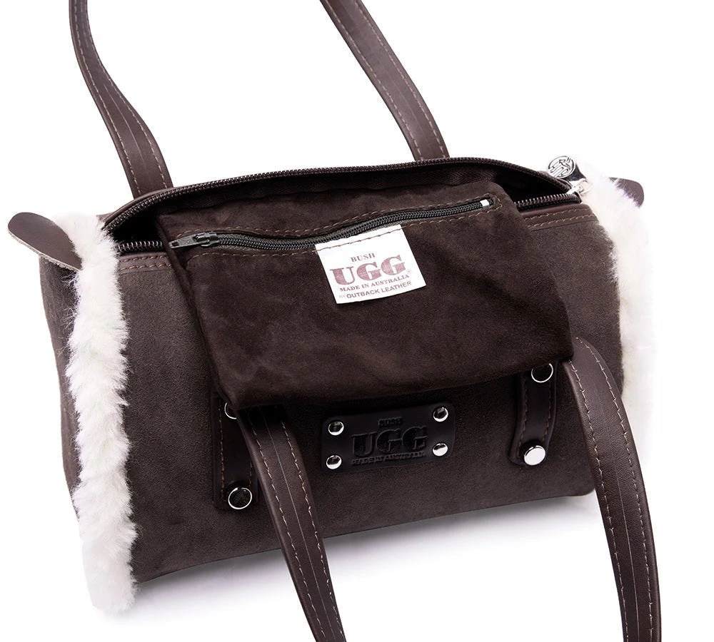 Women Sheepskin Wool Medium Hand Carry Zip Barrel Bag 15 Women Sheepskin Wool Medium Hand Carry Zip Barrel Bag - Image 13
