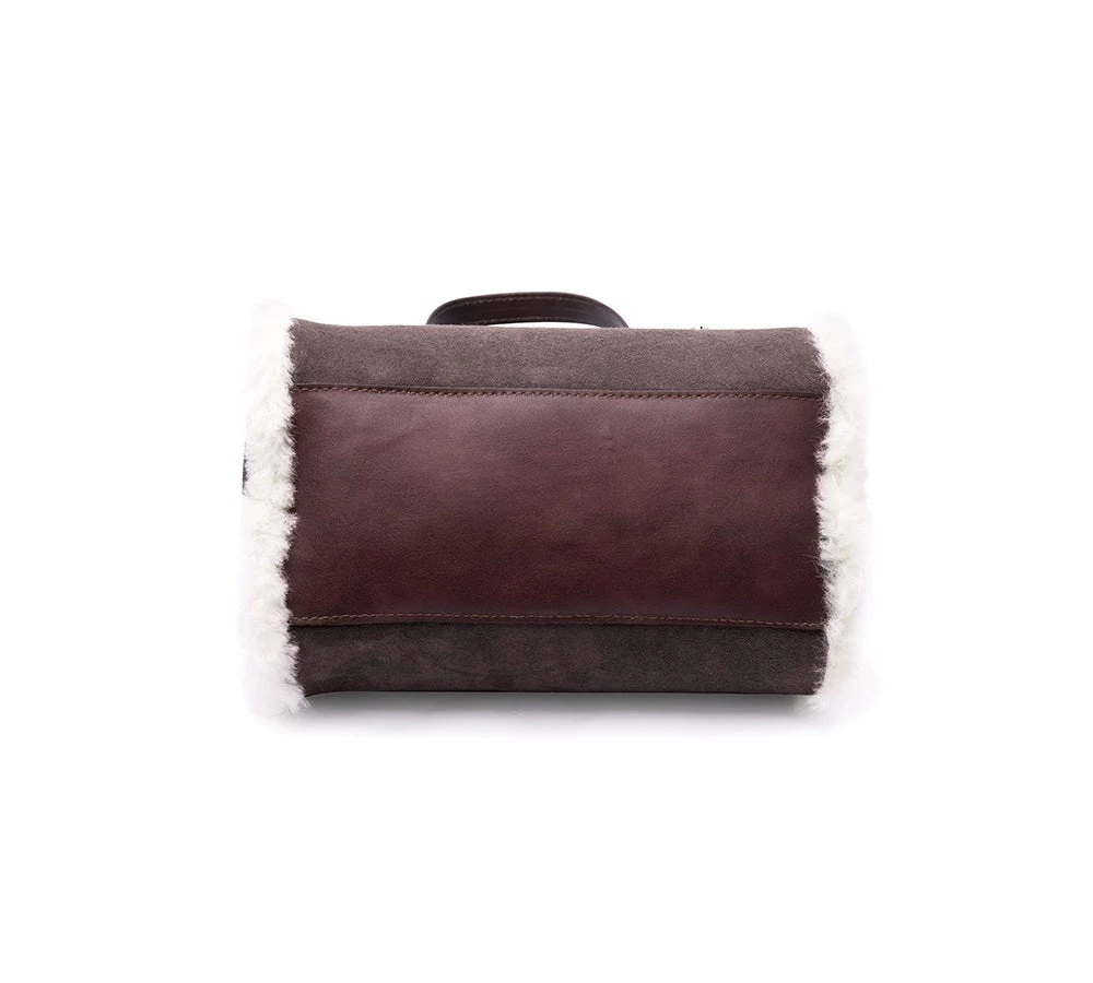 Women Sheepskin Wool Medium Hand Carry Zip Barrel Bag 14 Women Sheepskin Wool Medium Hand Carry Zip Barrel Bag - Image 12